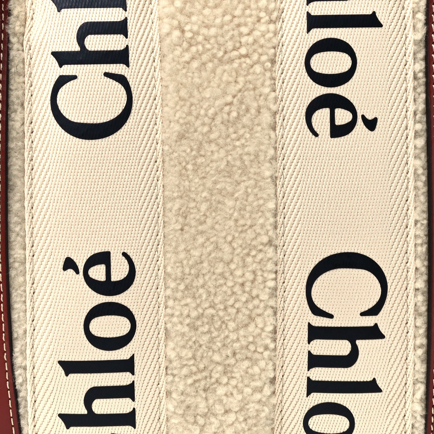 Shearling Calfskin Small Woody Ribbon Tote With Strap Mild Beige