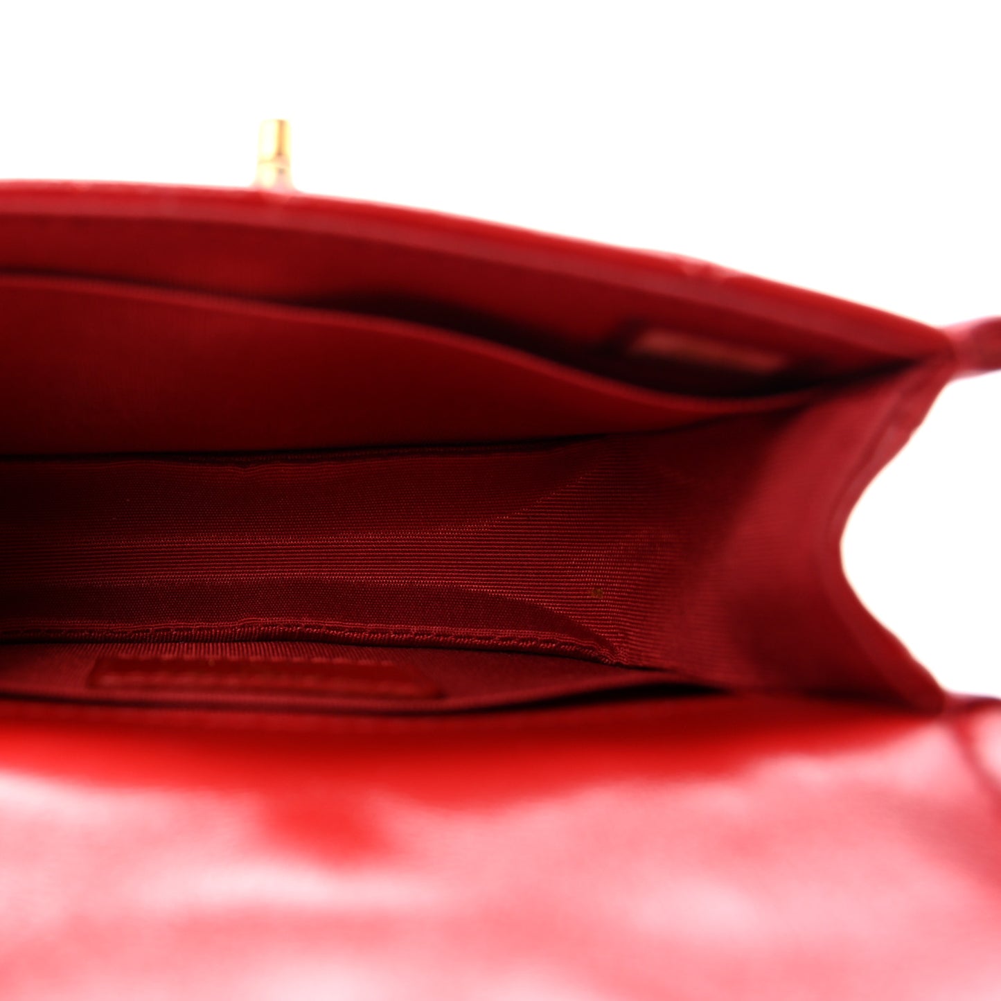 Shiny Lambskin Quilted Extra Mini Flap Red