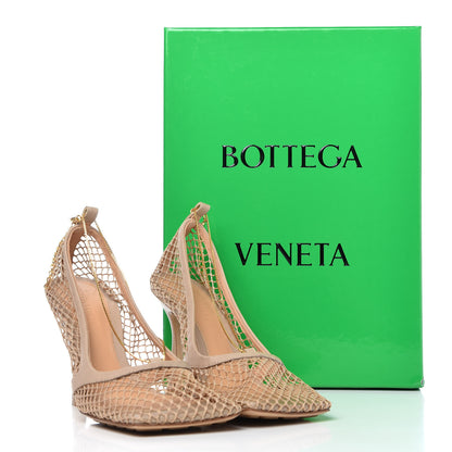 Bottega Veneta Mesh Calfskin Chain Stretch Pumps 38.5 Beige 10 of 10