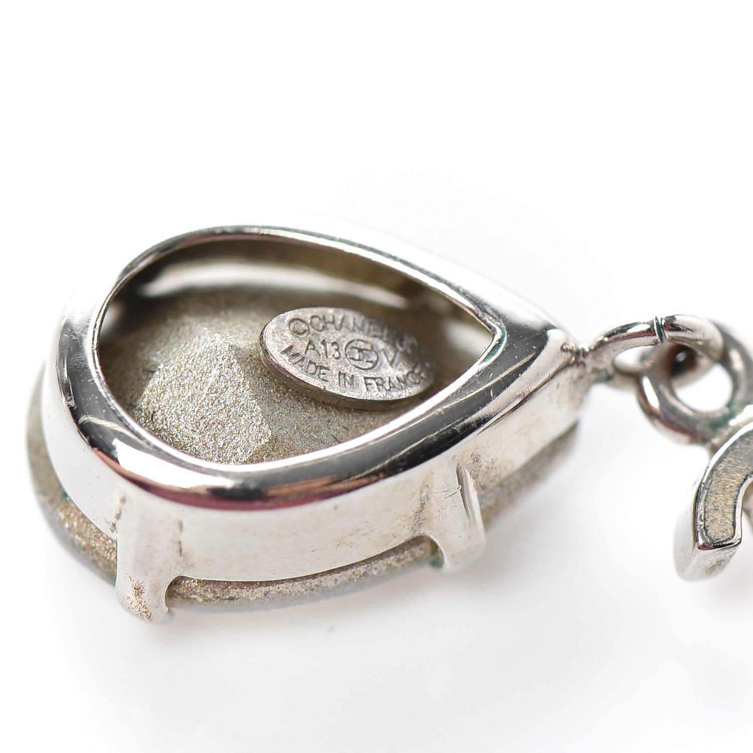 Chanel Crystal CC Drop Earrings Silver 4 of 4