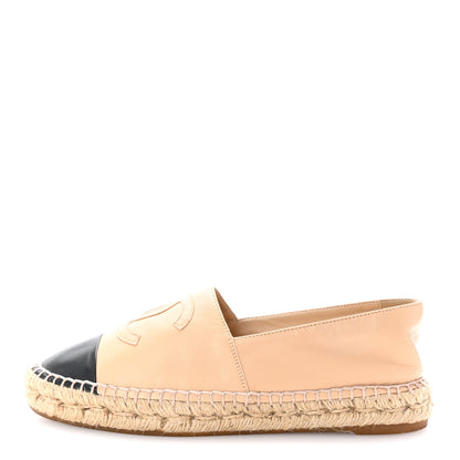 Chanel Lambskin CC Espadrilles 38 Beige Black 1 of 11