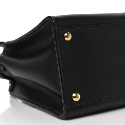 Fendi Vitello Seta Glazed Fabric FF 1974 Medium Peekaboo X-Lite Black Mogano Panna 7 of 8