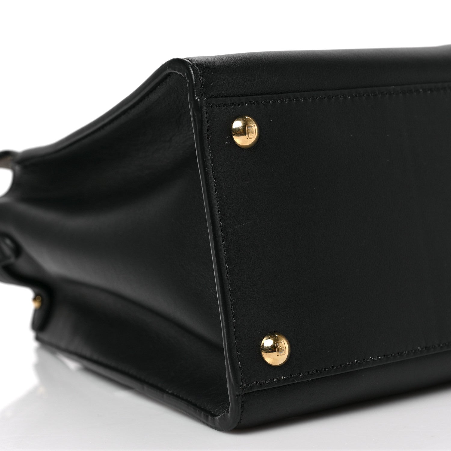 Fendi Vitello Seta Glazed Fabric FF 1974 Medium Peekaboo X-Lite Black Mogano Panna 7 of 8