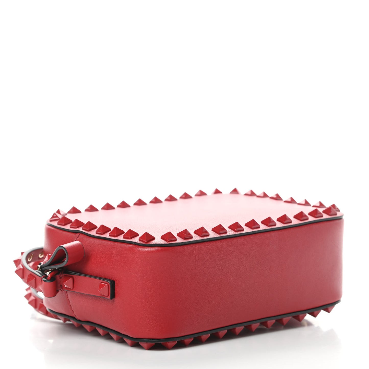 Calfskin Monochrome Rockstud Camera Crossbody Bag Rosso Valentino
