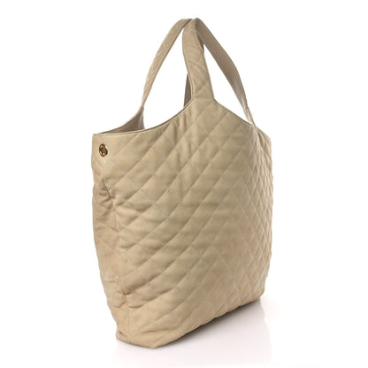 Saint Laurent Nubuck Suede Quilted Maxi Icare Shopping Tote Beige 4 of 13