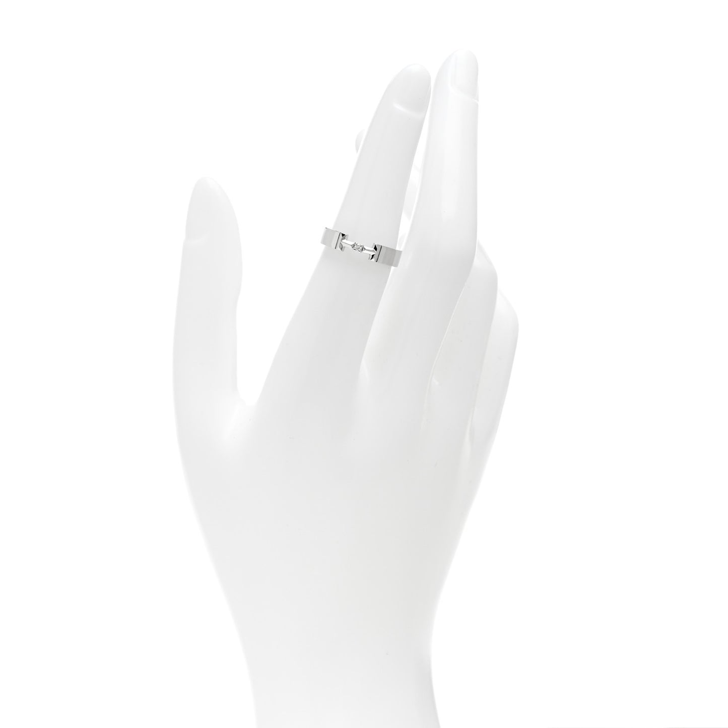 18K White Gold Diamond T True Link Ring 52 6