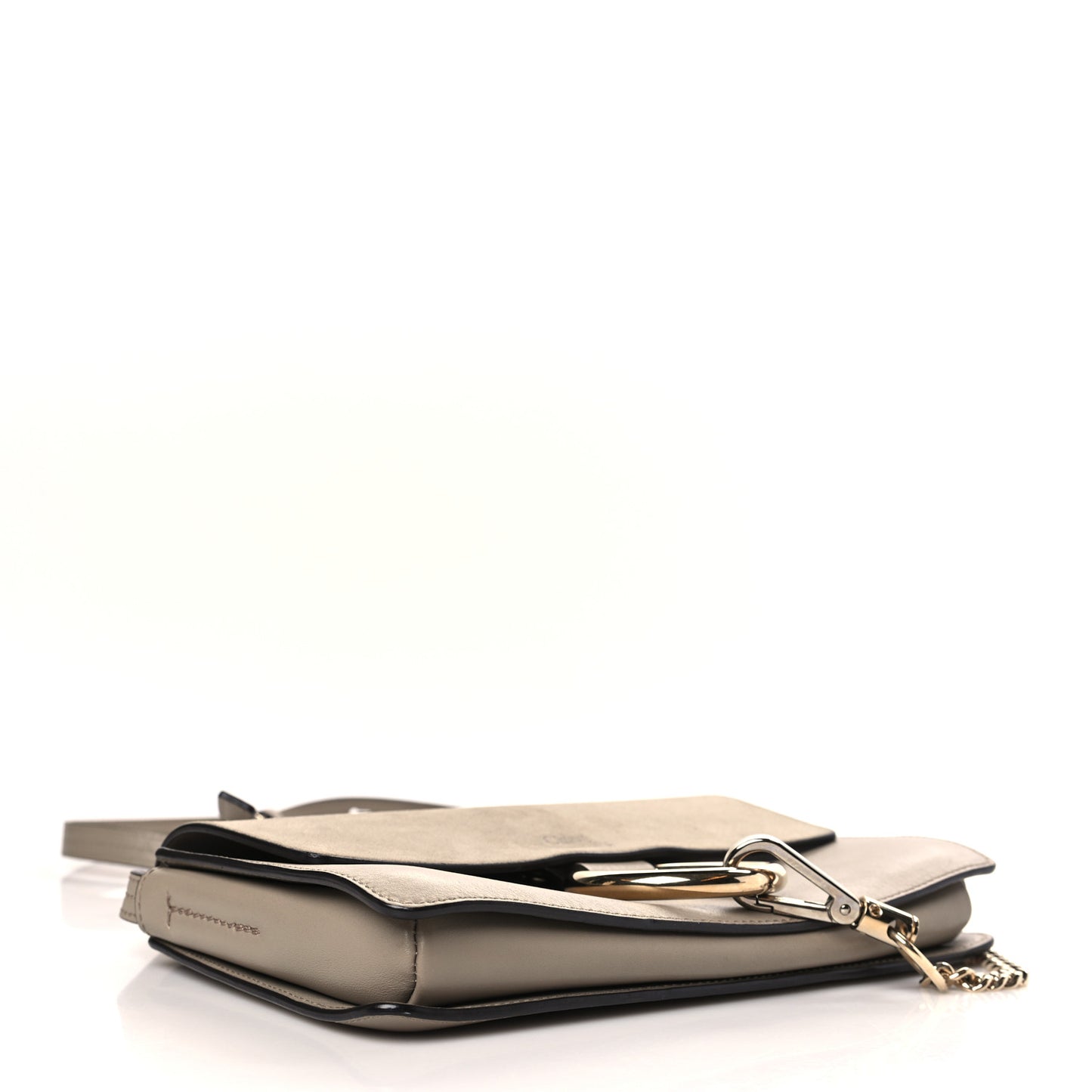Suede Calfskin Small Faye Shoulder Bag Motty Grey