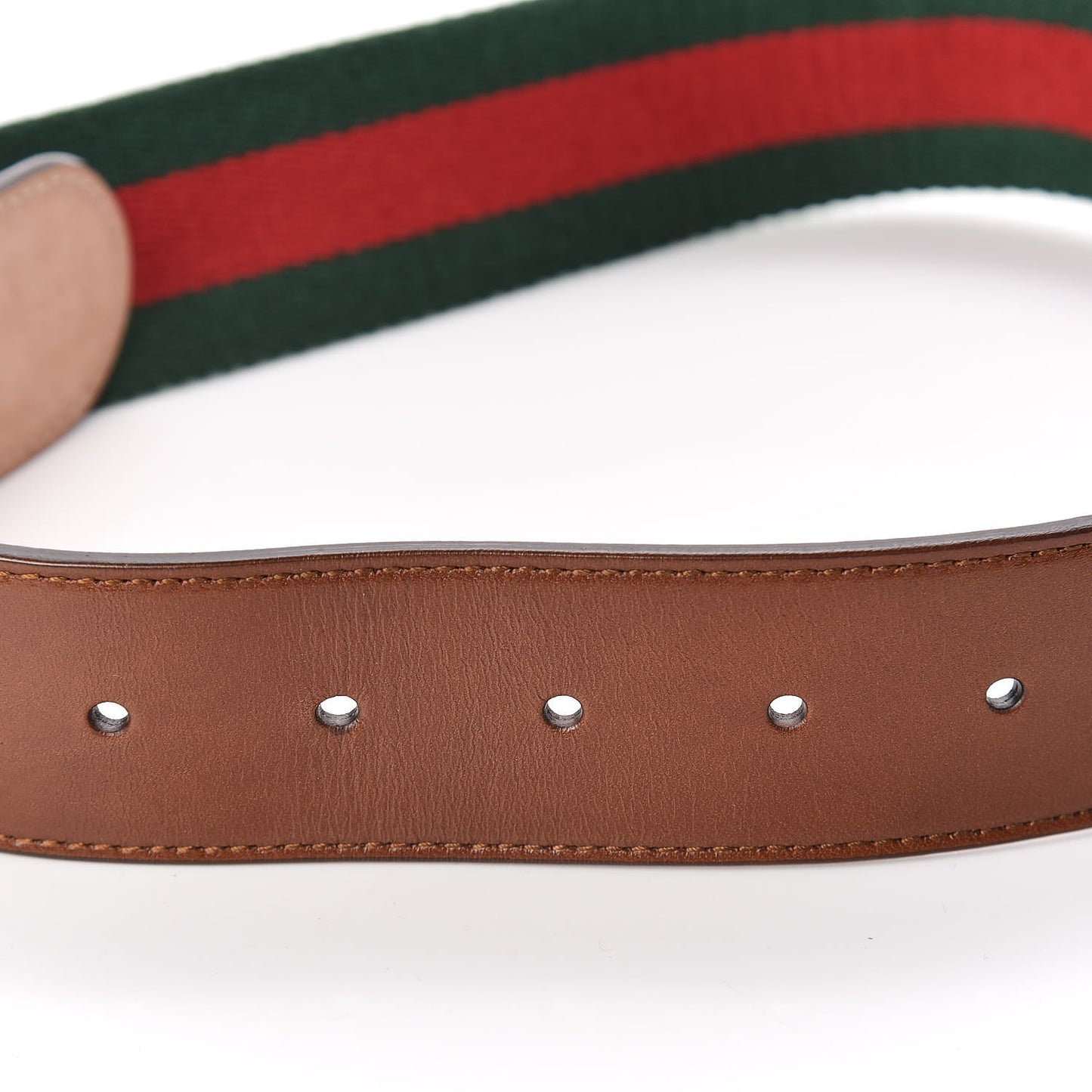 Nylon Calfskin Double G Web 40mm Belt 95 38 Green Red Cuir