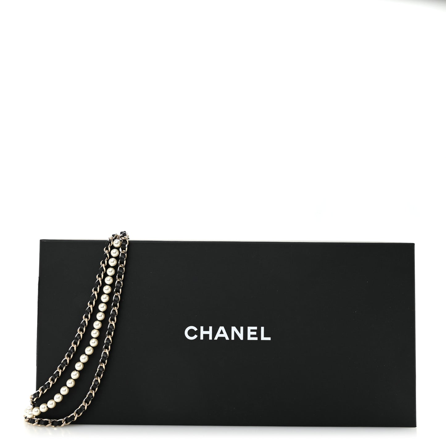 Lambskin Pearl Crystal Chain CC Fancy Belt 85 Black Gold
