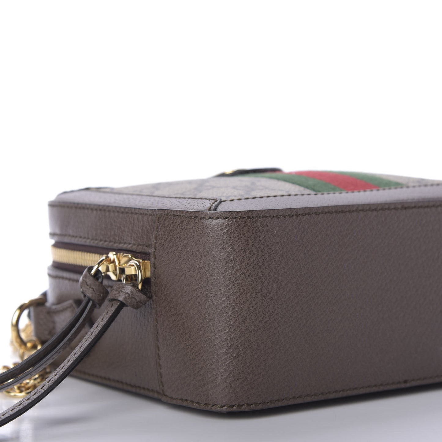 GG Supreme Monogram Mini Ophidia Top Handle Shoulder Bag Brown