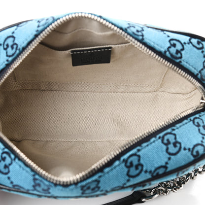 Gucci Monogram Multicolor Matelasse Diagonal Small GG Marmont Chain Shoulder Bag Light Blue 7 of 17