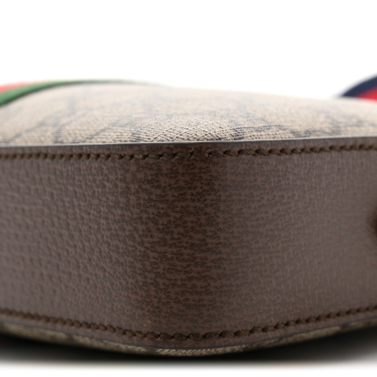 Gucci GG Supreme Monogram Textured Dollar Calfskin Web Ophidia Wristlet Shoulder Bag Beige Ebony New Acero 10 of 11