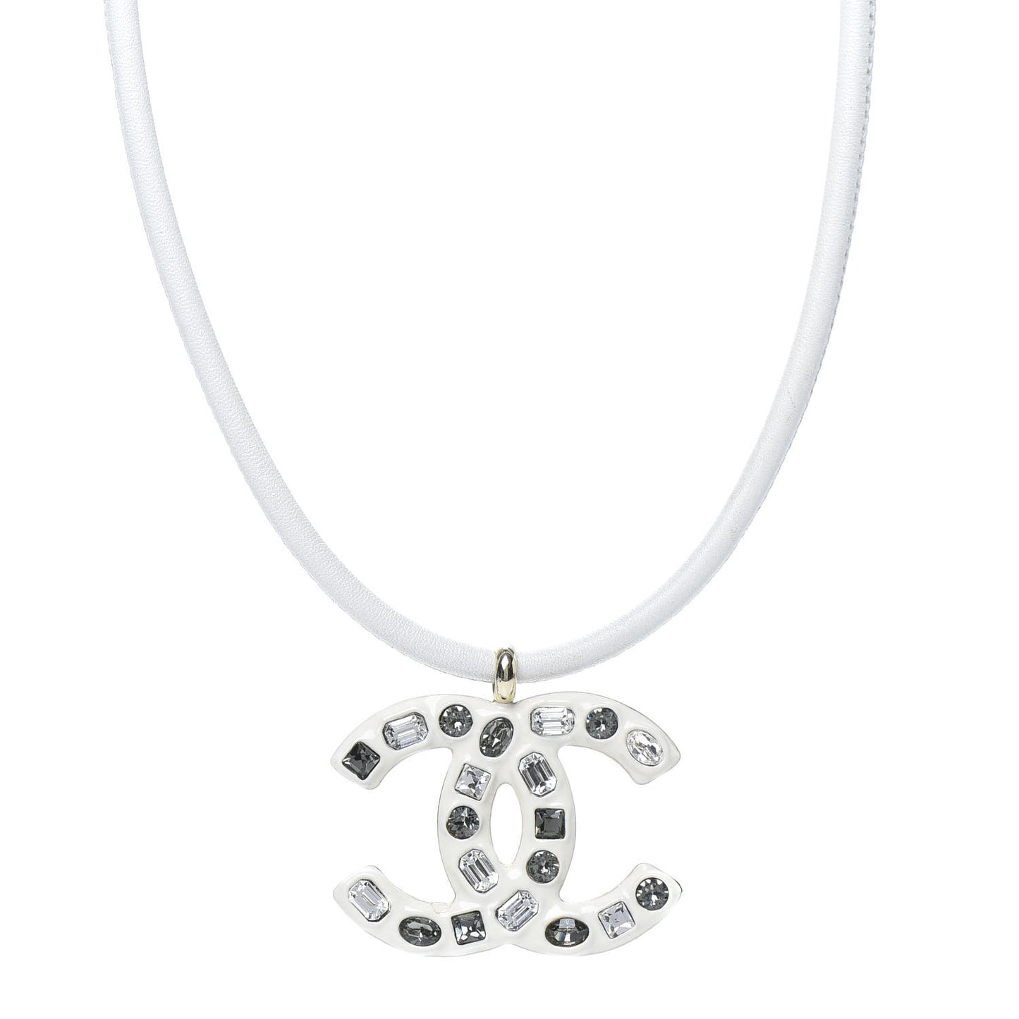 Crystal Enamel Choker Necklace White