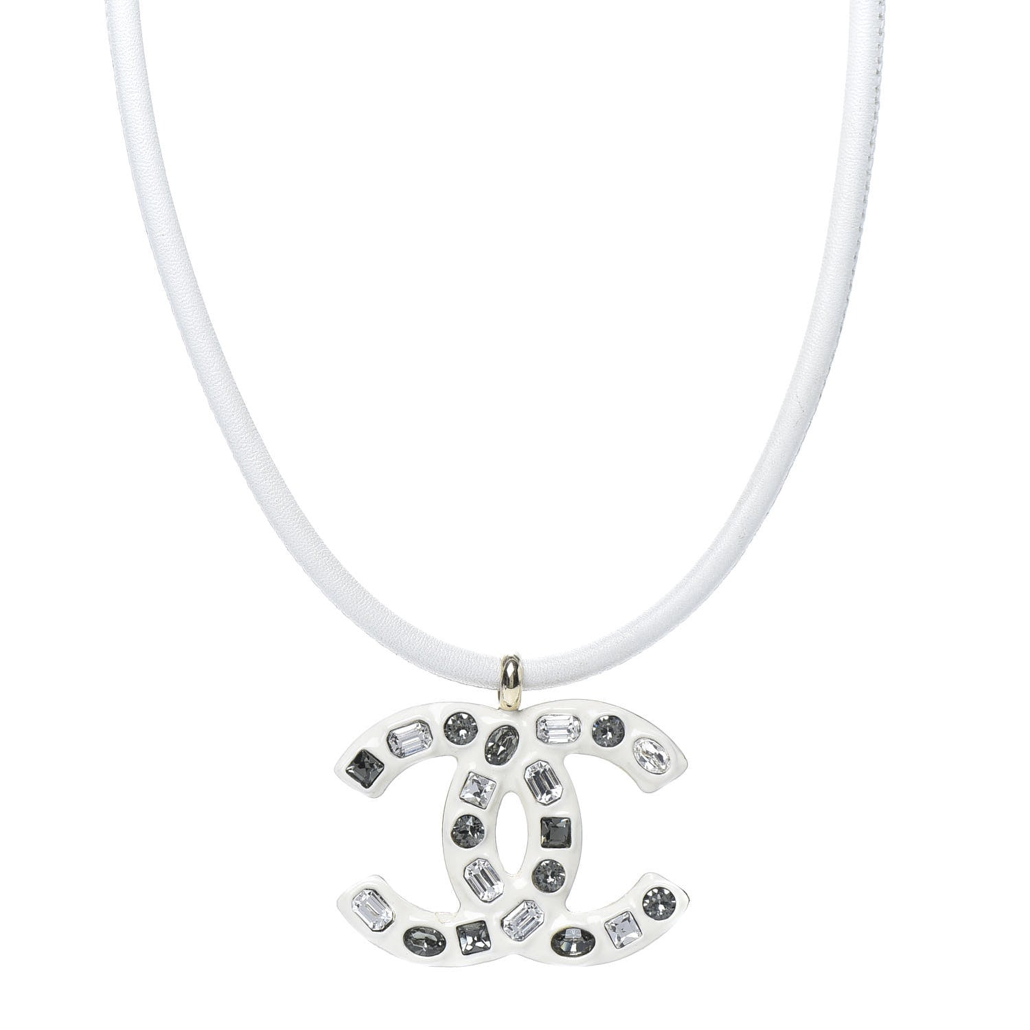 Chanel Crystal Enamel Choker Necklace White 2 of 4