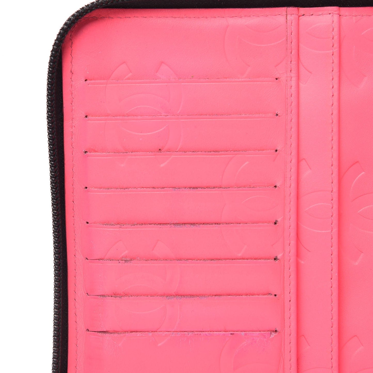 Calfskin Cambon Zip Around Organizer Wallet Black