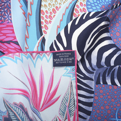 Hermes Silk Mountain Zebra Scarf 90 Turquoise Fuchsia Cobalt 10 of 13