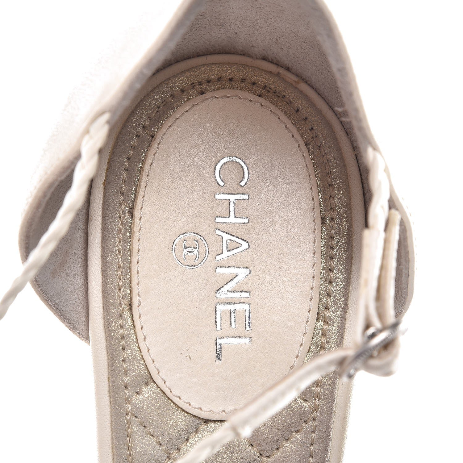 Chanel Lambskin Enamel Pearl CC Braided Sandals 39.5 Ivory 10 of 12