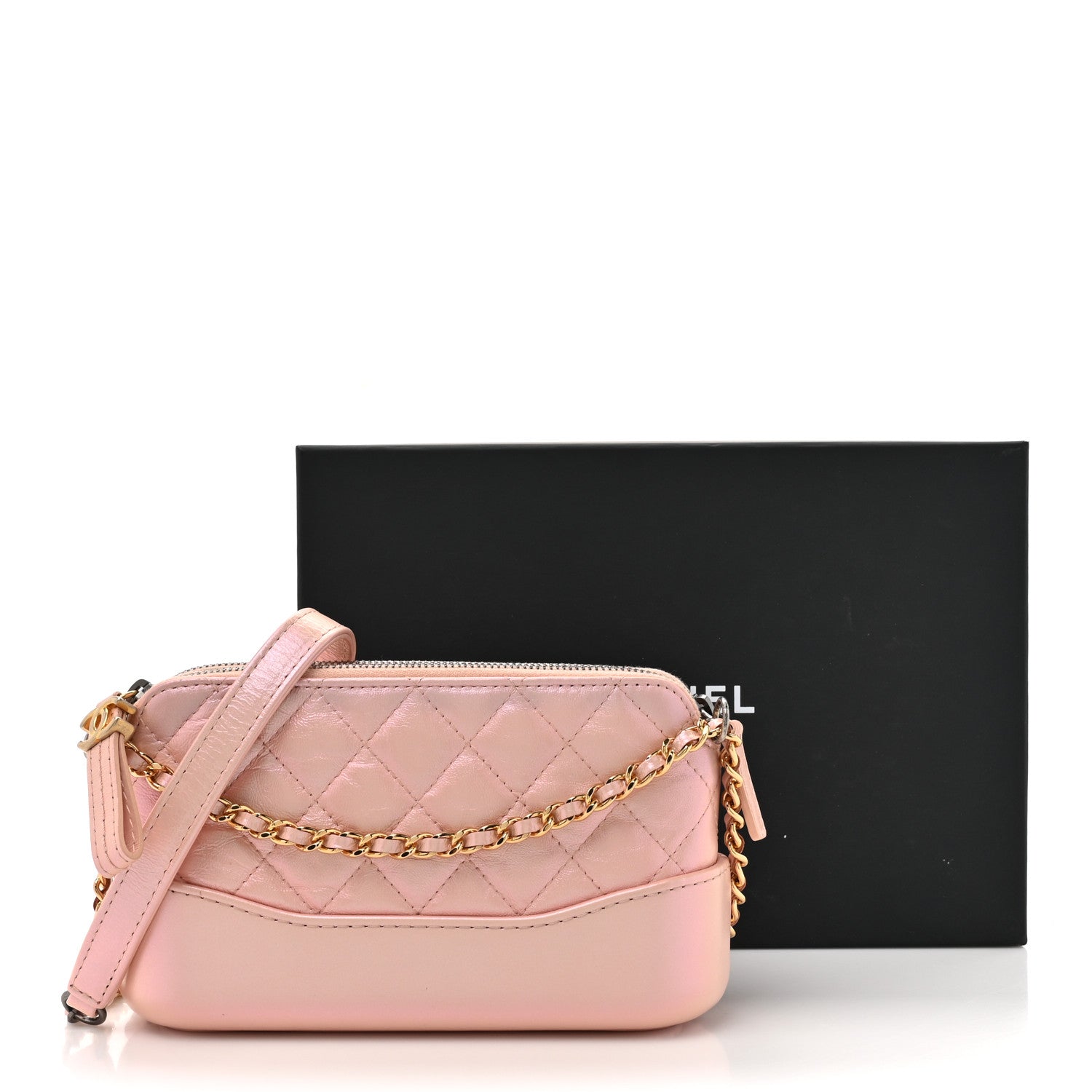 Chanel Iridescent Lambskin Calfskin Quilted Small Gabrielle Clutch With Chain Light Pink 13 of 13