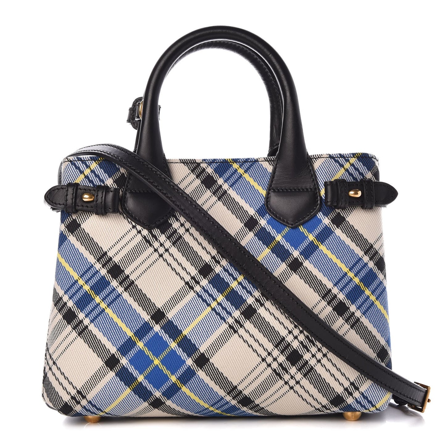 Tartan Mix Small Banner Tote Blue White