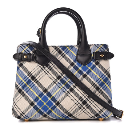 Burberry Tartan Mix Small Banner Tote Blue White 1 of 8