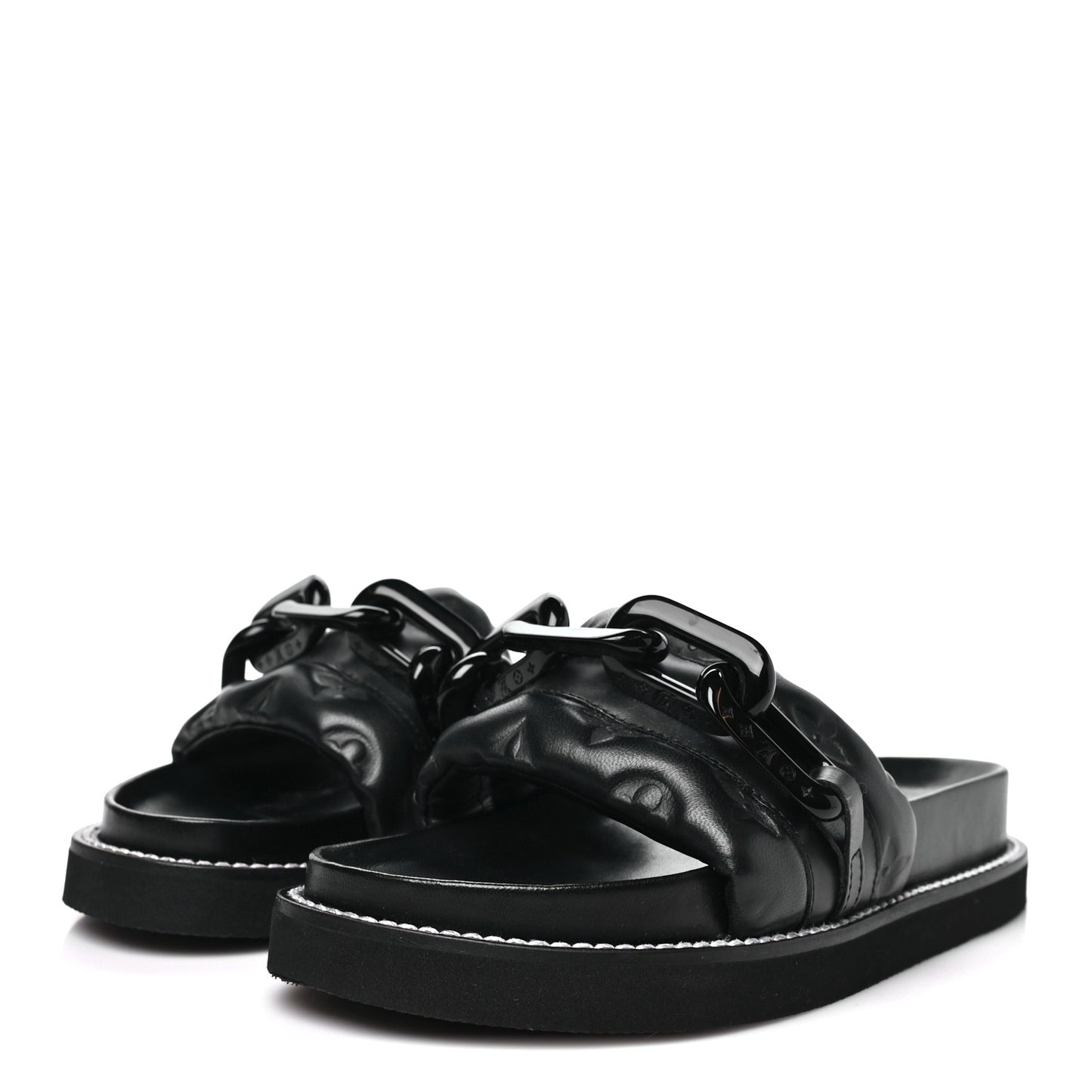 Calfskin Embossed Monogram Sunset Flat Comfort Mule 37 Black