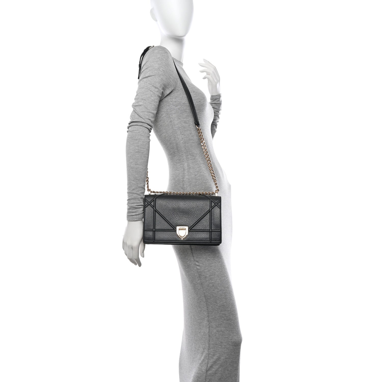 Christian Dior Grained Calfskin Medium Diorama Flap Bag Black 2 of 12