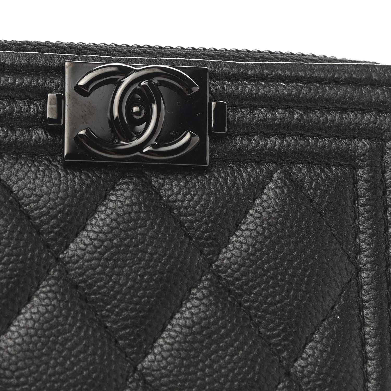 Chanel Caviar Quilted Boy Zip Around Coin Purse Wallet So Black 9 of 11