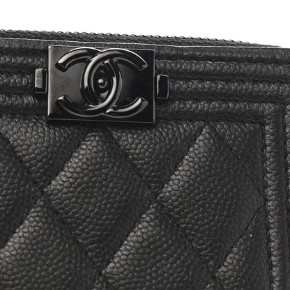 Chanel Caviar Quilted Boy Zip Around Coin Purse Wallet So Black 9 of 11