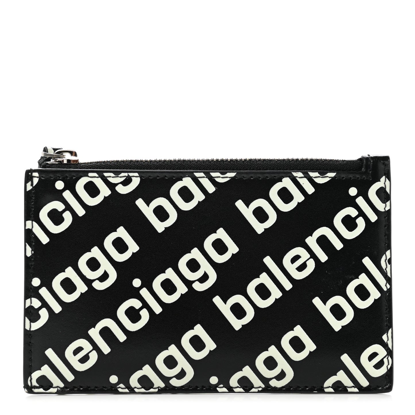 Calfskin Diagonal Logo Large Cash Long Coin Card Holder Black