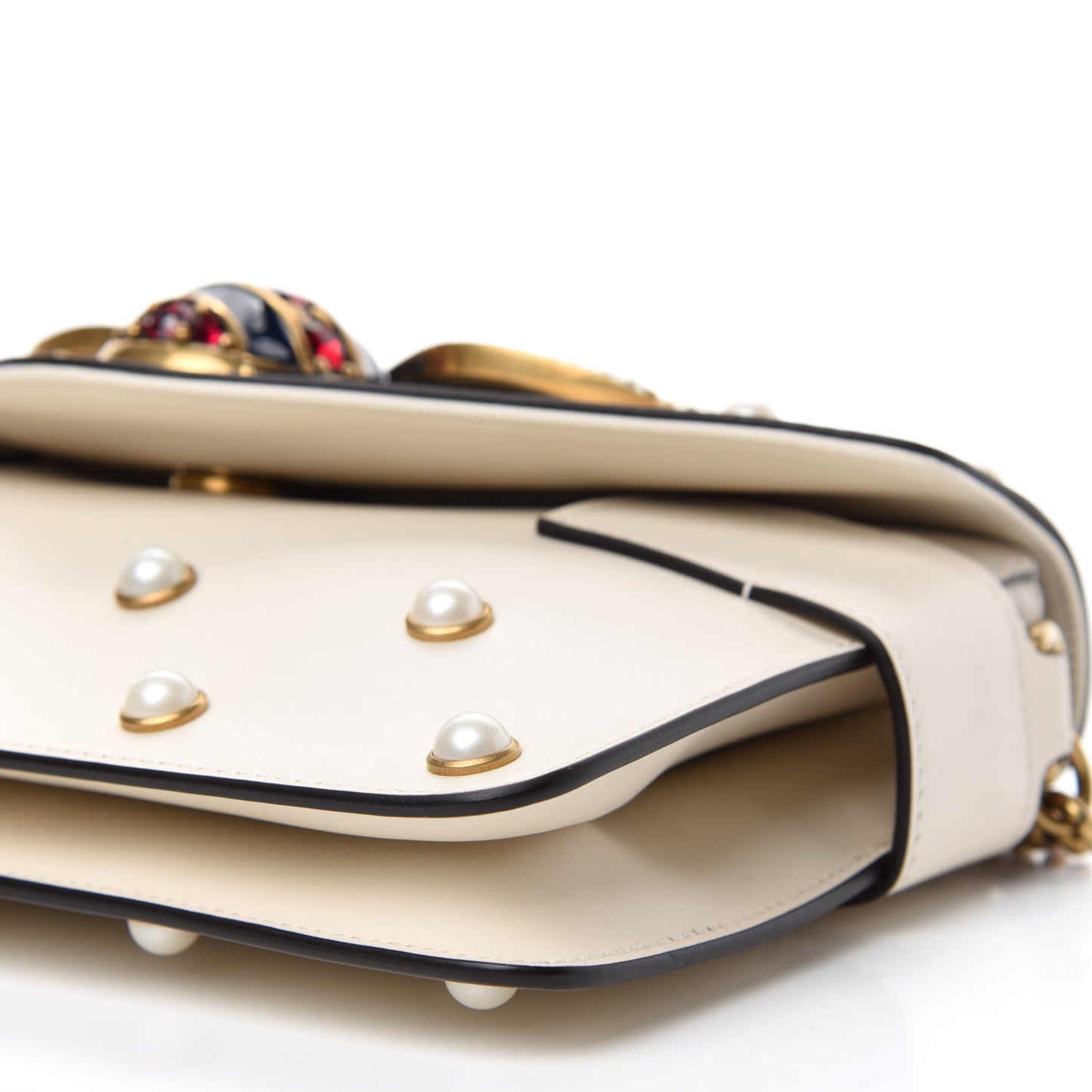 Nappa Pearl Studded Mini Queen Margaret Broadway Shoulder Bag Mystic White