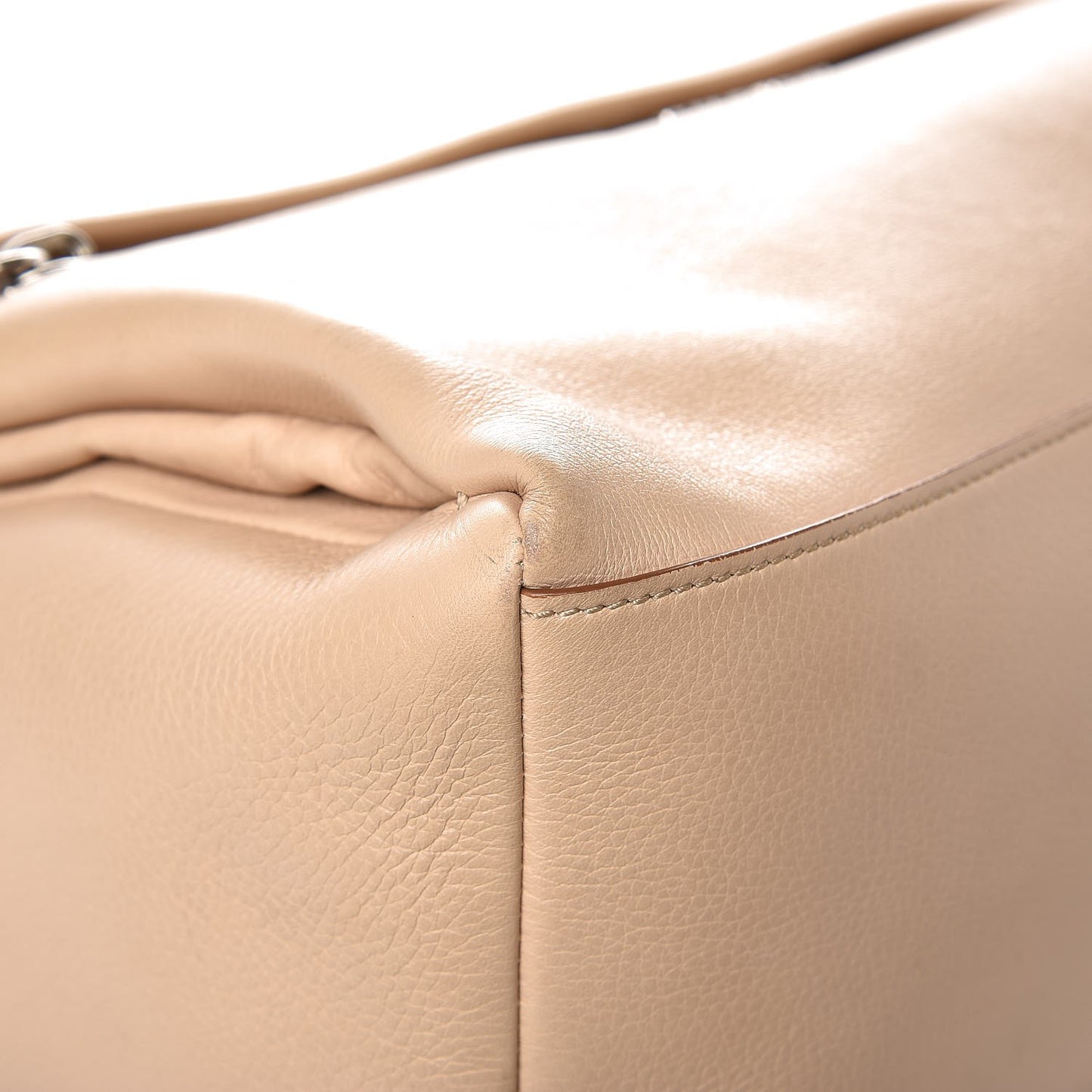 Grained Calfskin Medium Pandora Pure Flap Bag Sand