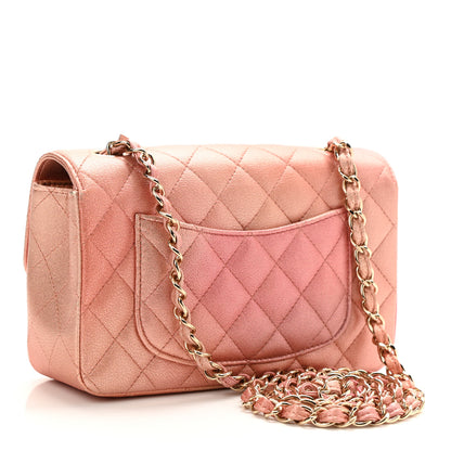 Chanel Metallic Lambskin Quilted Ombre Mini Rectangular Flap Pink 3 of 11