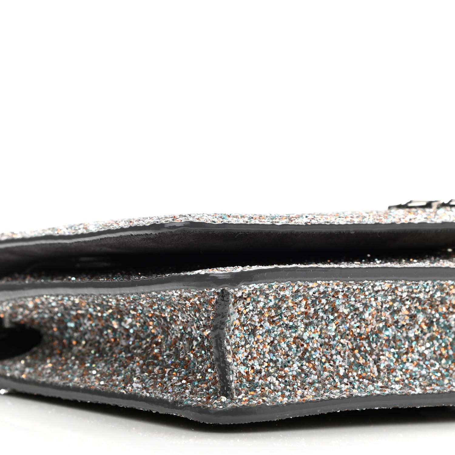 Jimmy Choo Glitter Palace Wallet On Chain Silver Multicolor 9 of 10