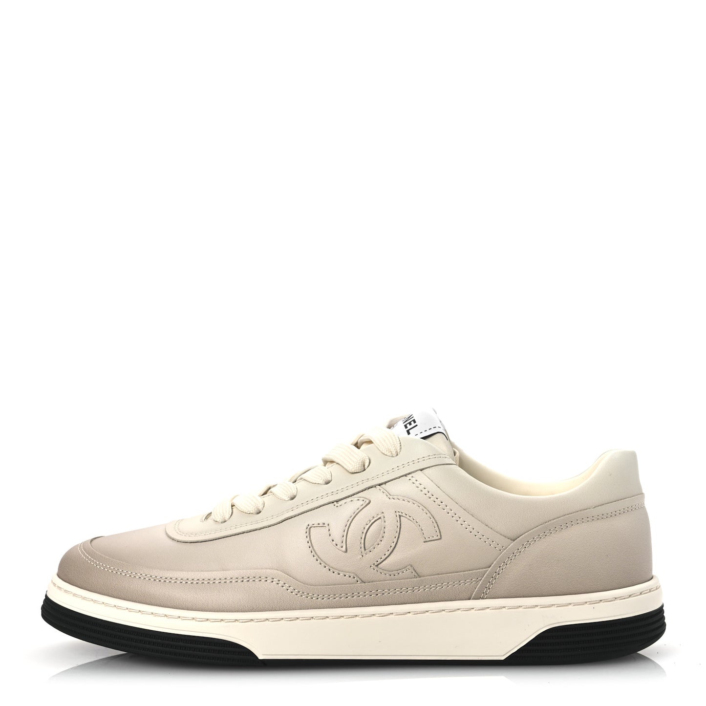 Printed Calfskin Womens CC Logo Sneakers 40 Beige