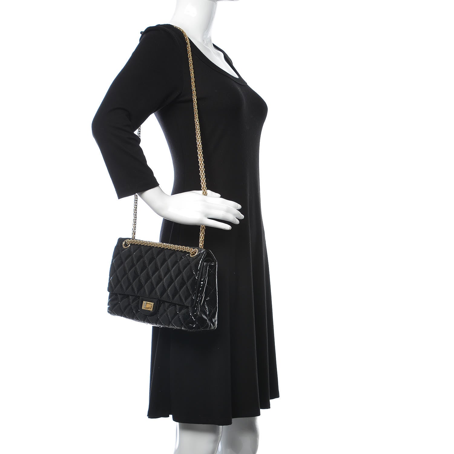 Chanel Distressed Patent Quilted 2.55 Reissue 226 Flap Black 2 of 10
