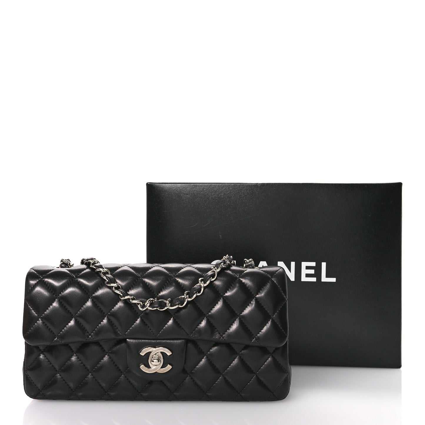 Lambskin Quilted East West Flap Black