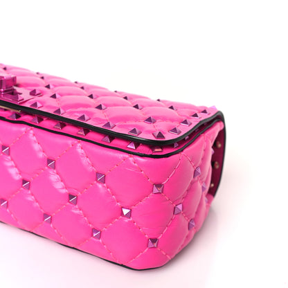 Valentino Garavani Calfskin Lacquer Monochrome Small Rockstud Spike Shoulder Bag Pink PP 8 of 8