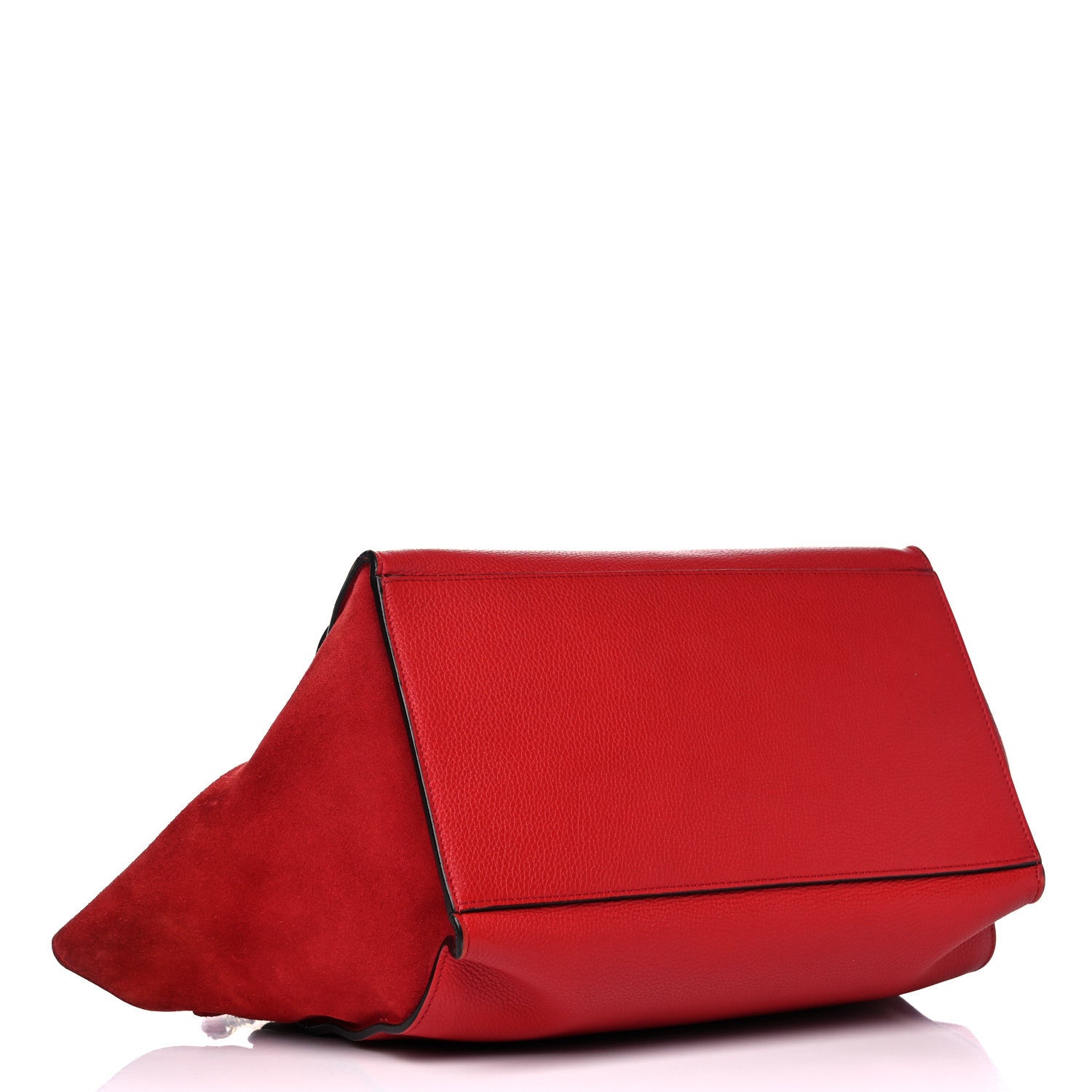 Celine Drummed Calfskin Suede Medium Trapeze Coquelicot 4 of 23