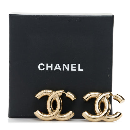 Chanel Metal Large CC Earrings Light Gold 5 of 5