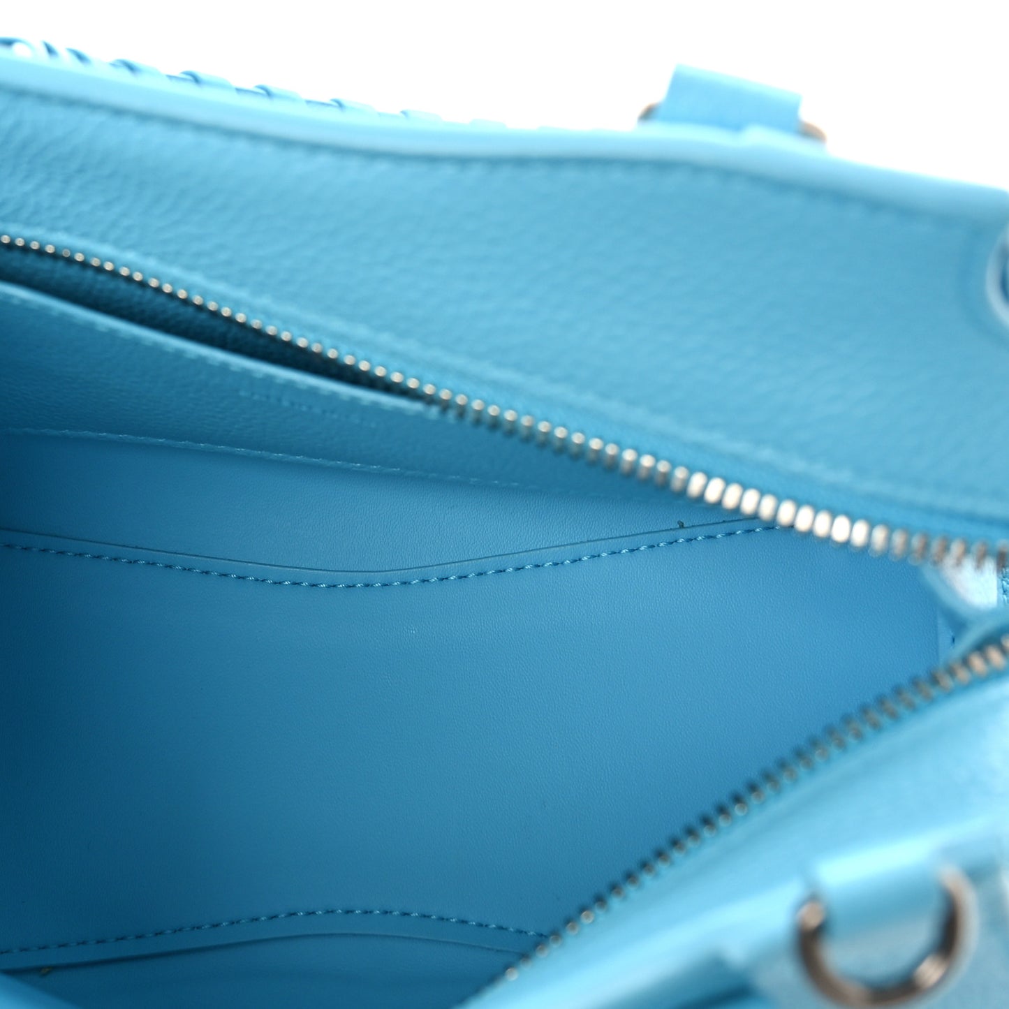 Grained Calfskin Neo Classic Silver Hardware Mini City Azur