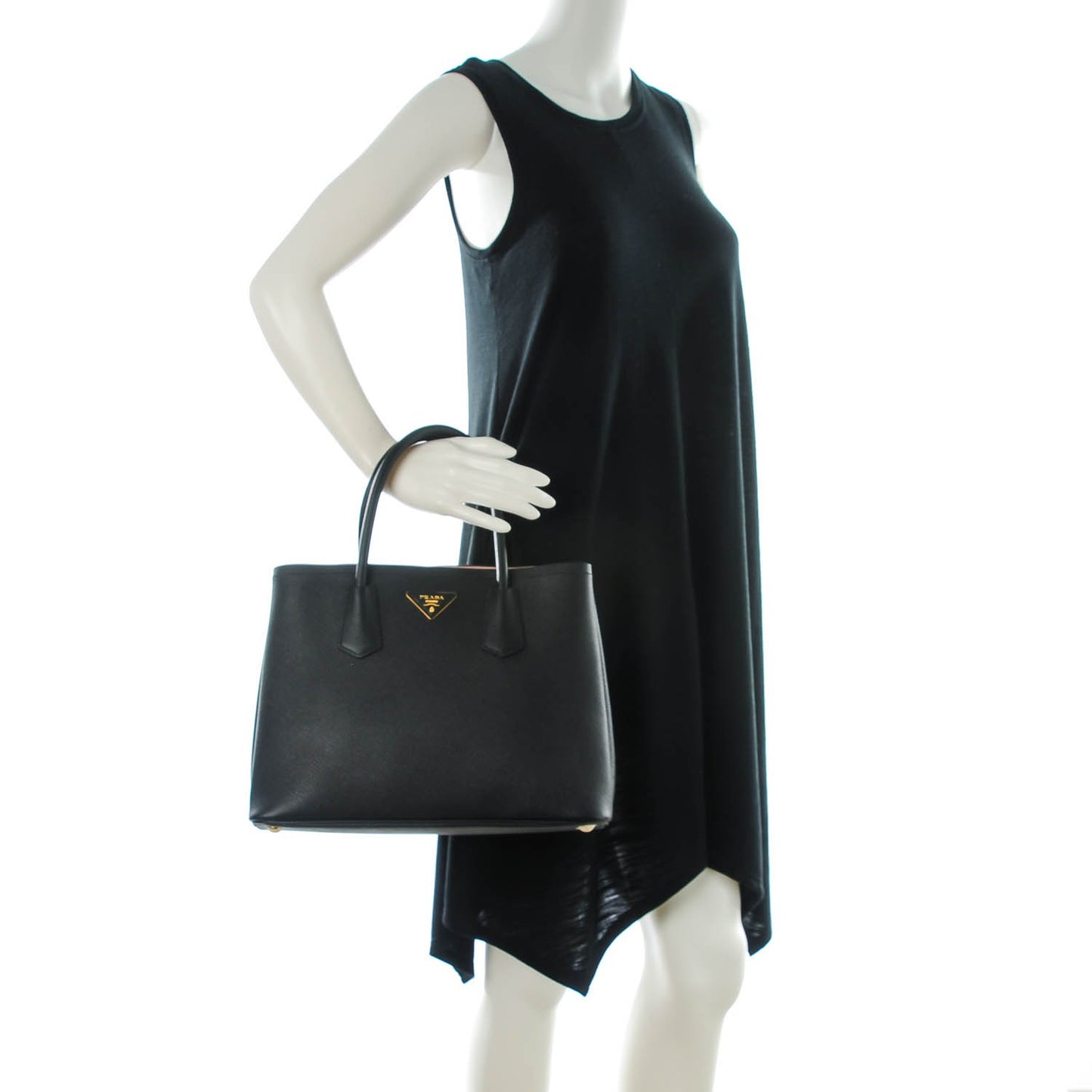 Saffiano Cuir Large Double Bag Black Mughetto