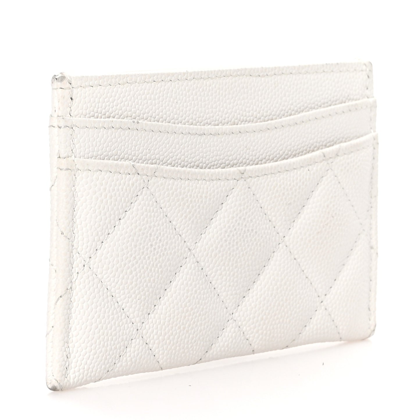 Caviar Quilted Card Holder White