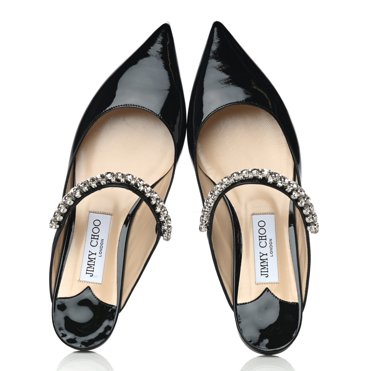 Jimmy Choo Patent Calfskin Bing Flats 38 Black 4 of 8