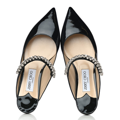 Jimmy Choo Patent Calfskin Bing Flats 38 Black 4 of 8