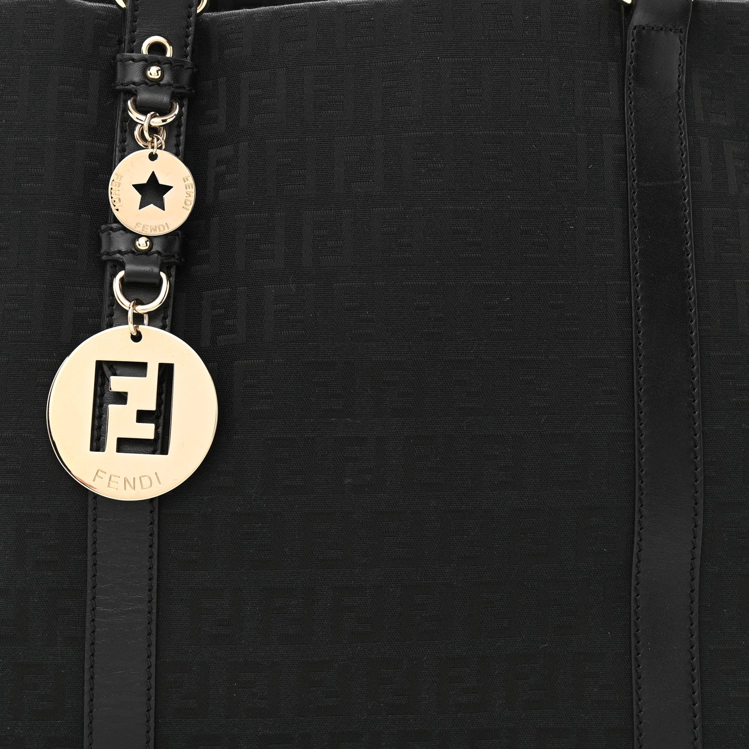 Fendi Zucchino Large Charm Shopping Tote Black 8 of 11