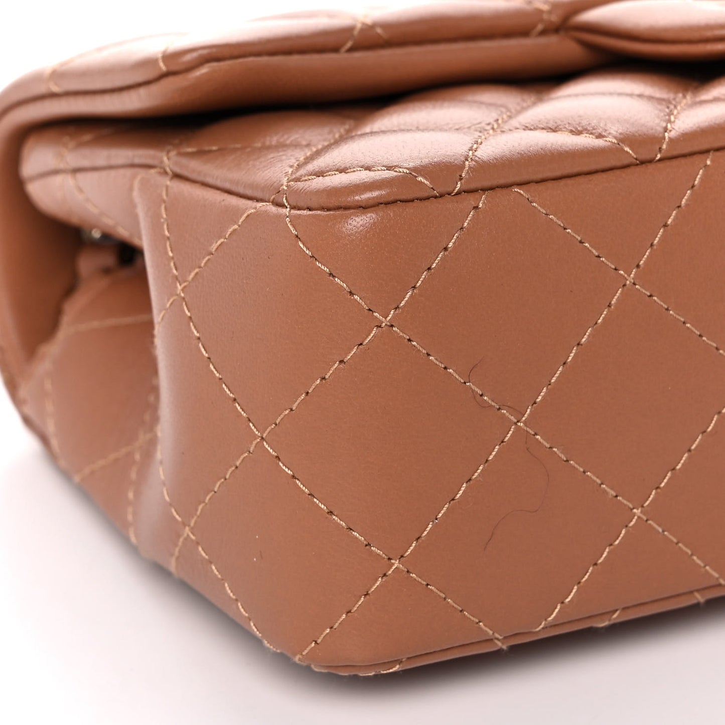 Lambskin Quilted Mini Rectangular Flap Brown