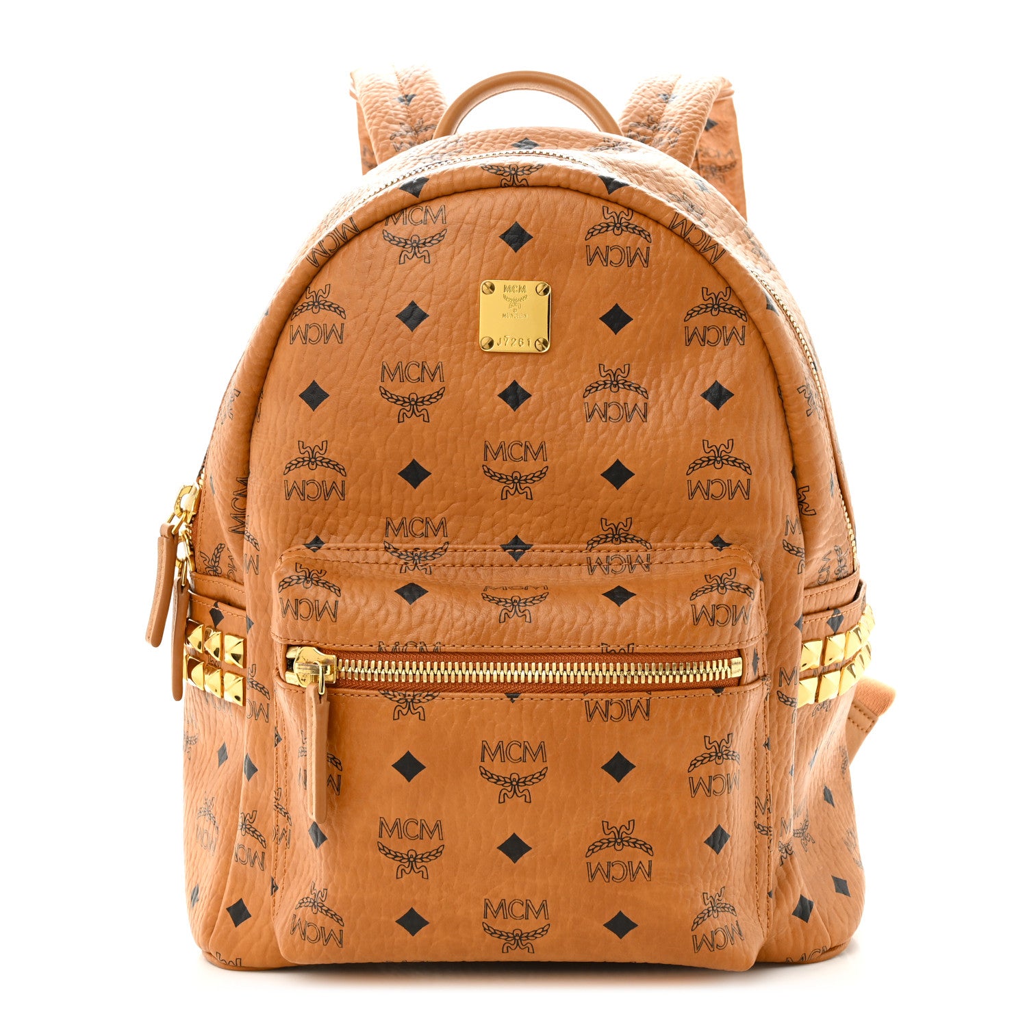MCM Visetos Side Stud Mini Stark Backpack Cognac 1 of 9