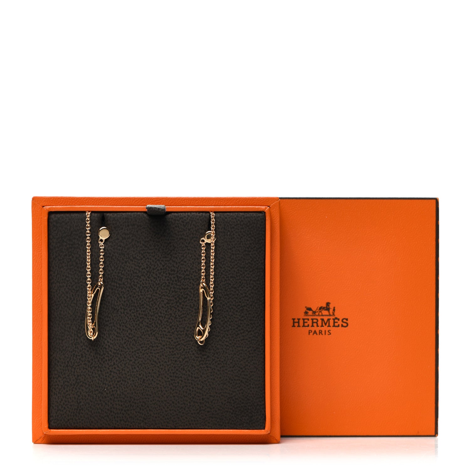 Hermes 18K Rose Gold TPM Chaine D'Ancre Punk Earrings 5 of 5