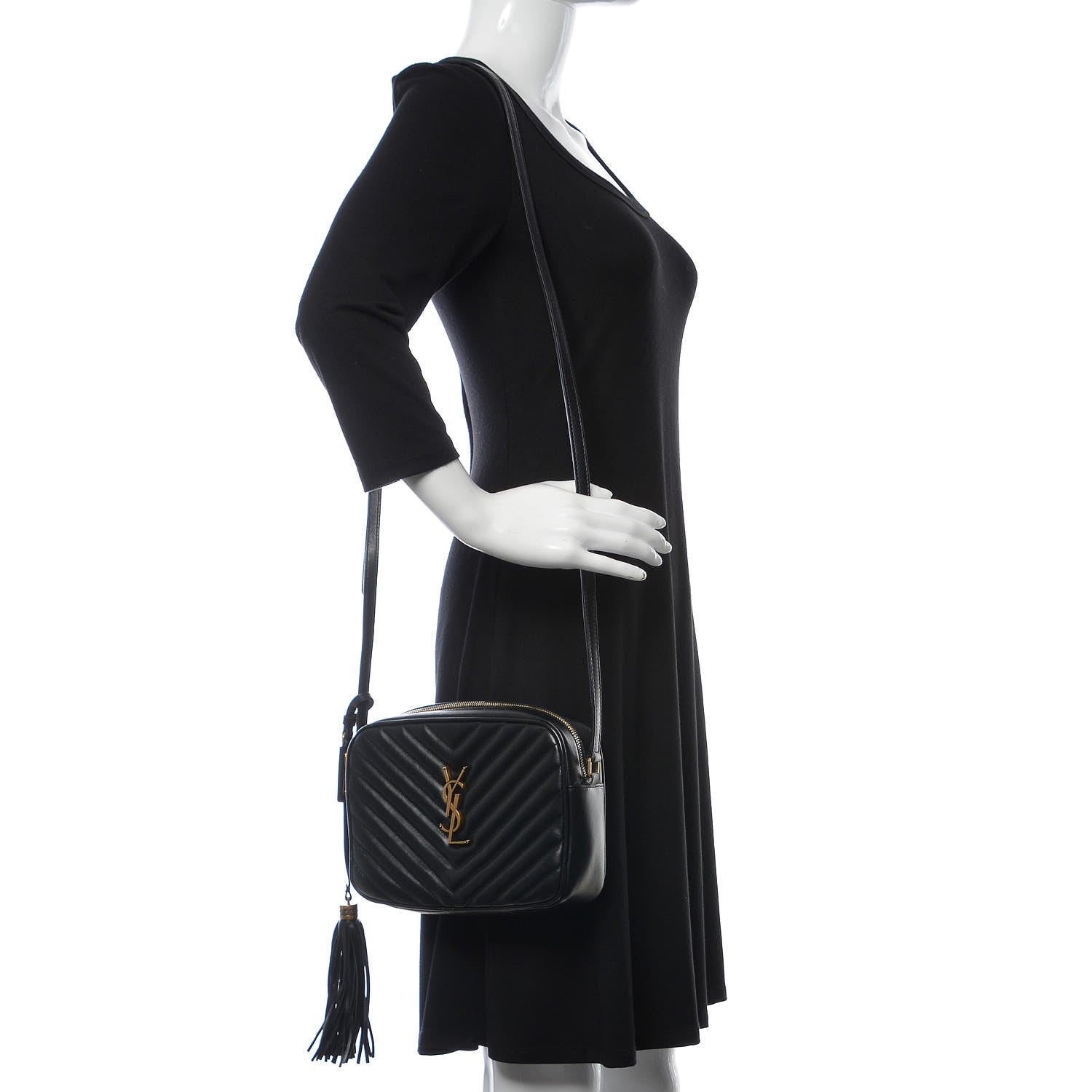 Saint Laurent Calfskin Matelasse Monogram Lou Camera Bag Black 2 of 13