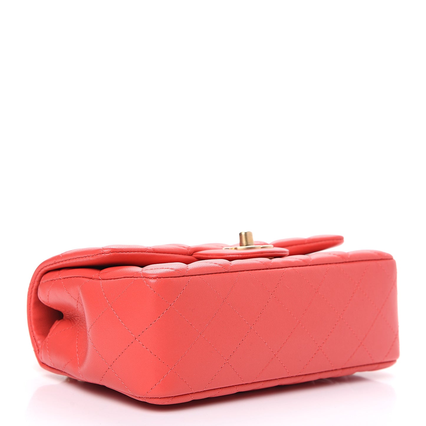 Lambskin Quilted Mini Rectangular Flap Orange
